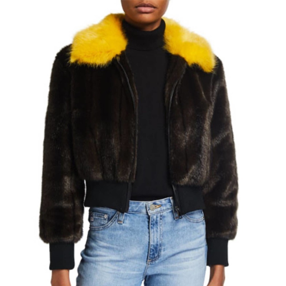 Adrienne Landau Faux-Fur Bomber Jacket